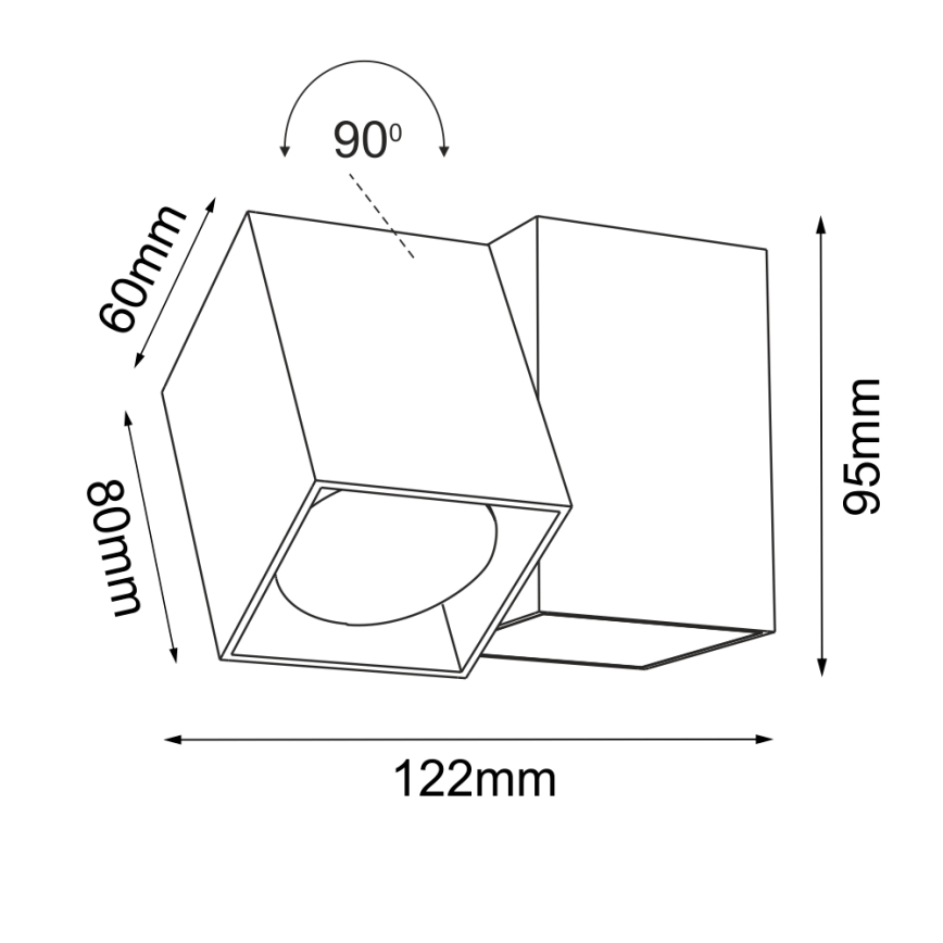 Brosline - Aplique de parede 1xGU10/10W/230V preto