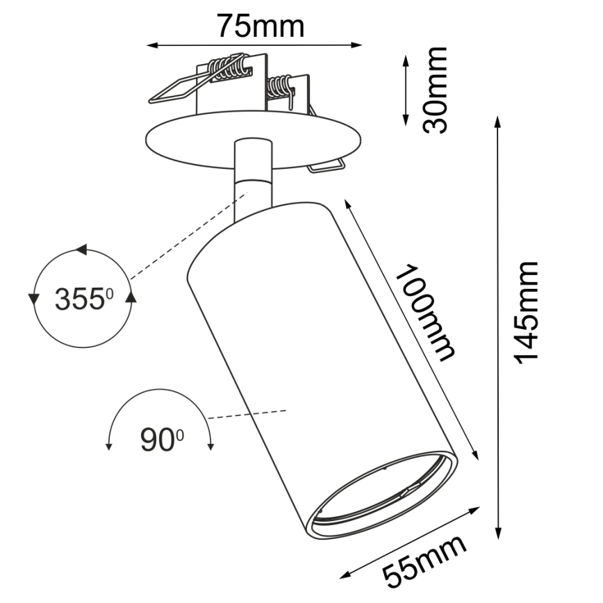 Brosline - Candeeiro de teto embutido 1xGU10/10W/230V, branco
