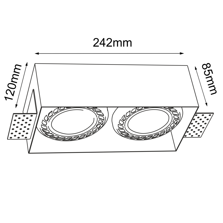 Brosline - Luminária de teto embutida 2xGU10/18W/230V, preta