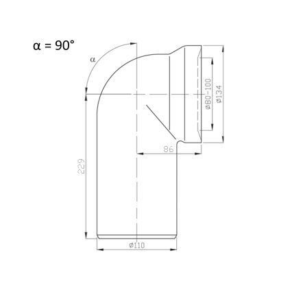 Bruckner - Conector para sanita de 90° 11 cm branco