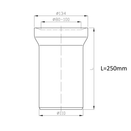 Bruckner - Conector reto para sanita 25 cm branco