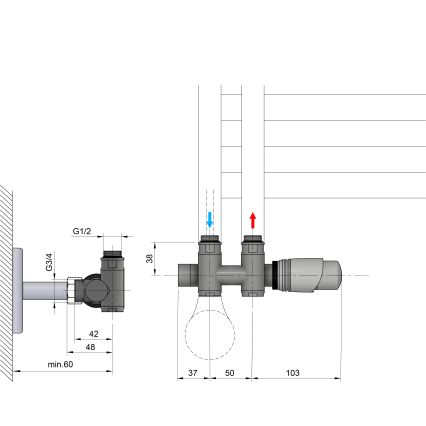 Bruckner - Conjunto de ligação termostática para ligação central WICHER COMBI branco