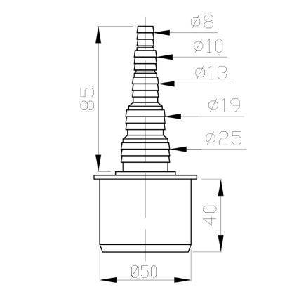 Bruckner - Extremidade de ligação da mangueira DN50 8-25 mm cinzento