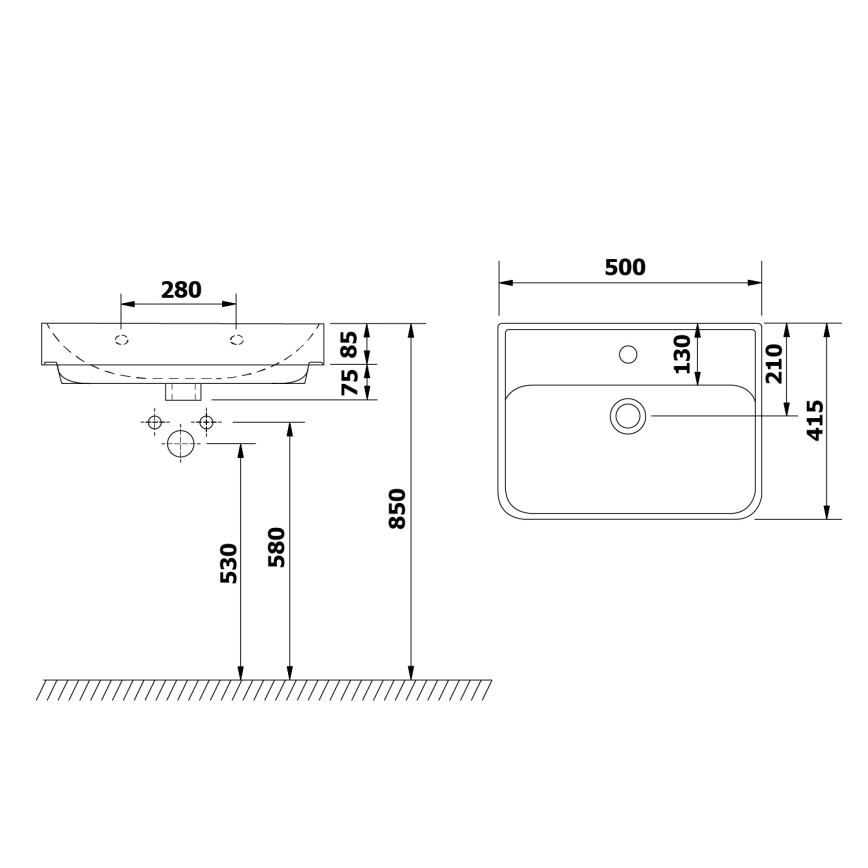Bruckner - Lavatório embutido NEON 50x41,5 cm cerâmica/branco