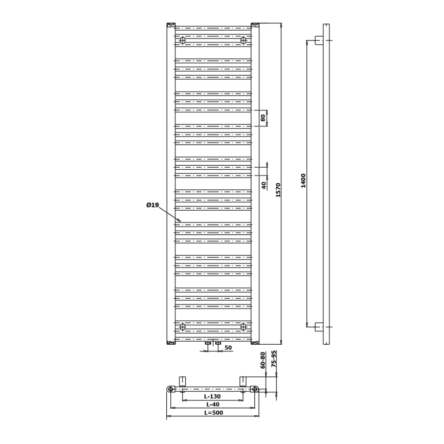 Bruckner - Radiador para casa de banho ALBRECHT 657W/230V 50x157 cm branco