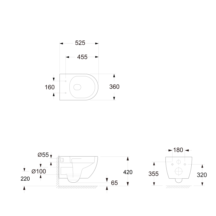 Bruckner - Sanita suspensa Vortex Rimless FULDA cerâmica/branco