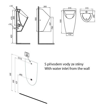 Bruckner - Urinol SCHWARN entrada traseira, descarga traseira cerâmica/branco