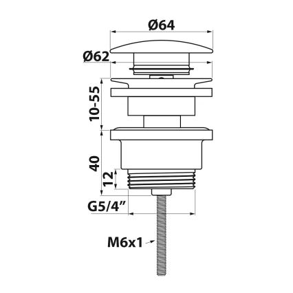 Bruckner - Válvula de bacia sem escoamento CLICK-CLACK diâmetro 6,4 cm cromado brilhante