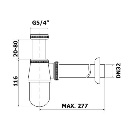 Bruckner - Válvula para lavatório baixo DN32 cromado brilhante
