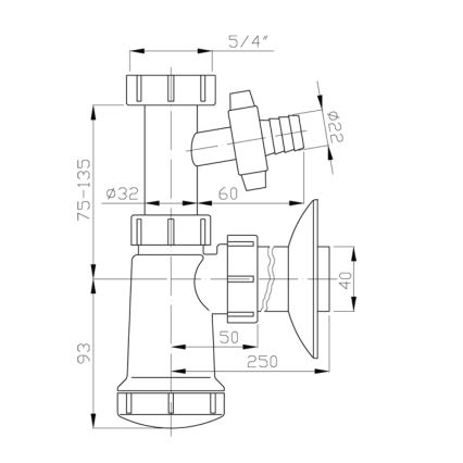 Bruckner - Válvula para lavatório com braço de saída DN40 branco