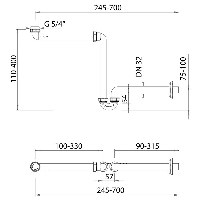 Bruckner - Válvula para lavatório mobiliário DN32 branco