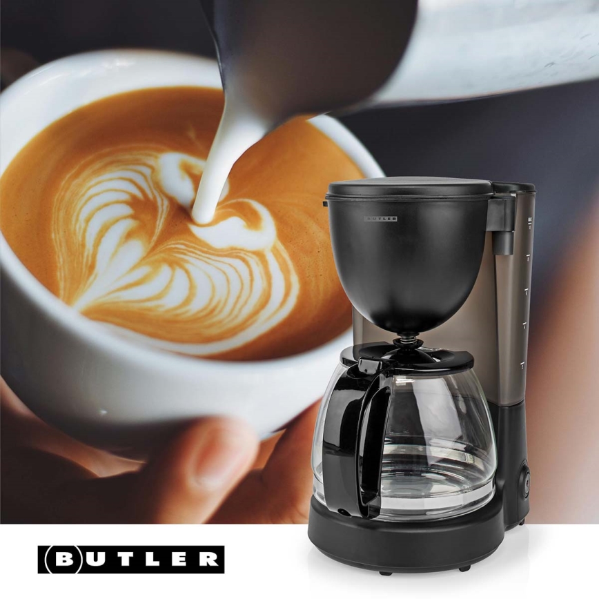 Butler - Cafeteira de filtro 1,25 l com função de manutenção de temperatura 750W/230V preta