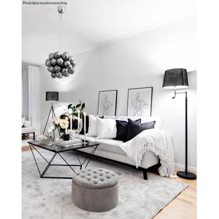 ByRydens - Candeeiro de pé LED ORLANDO 1xE27/5W/230V + LED/3W preto Ø 36 cm