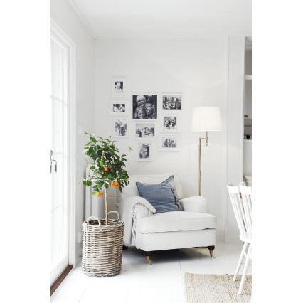 ByRydens - Candeeiro de pé LED ORLANDO 1xE27/5W/230V + LED/3W branco/dourado diâmetro 36 cm