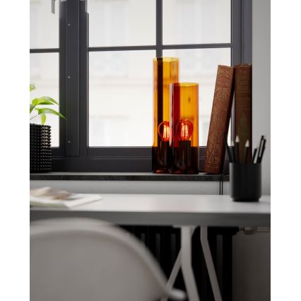 ByRydens - Candeeiro de mesa FLAKE 1xE27/8W/230V castanho/fumado