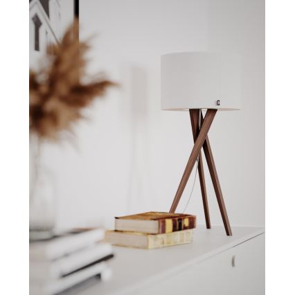 ByRydens - Luminária de mesa VEGA 1xE27/8W/230V branca/nogueira