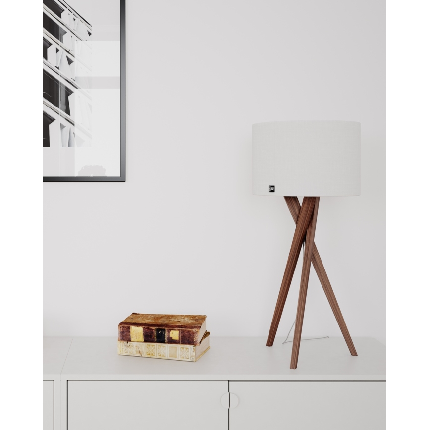 ByRydens - Luminária de mesa VEGA 1xE27/8W/230V branca/nogueira