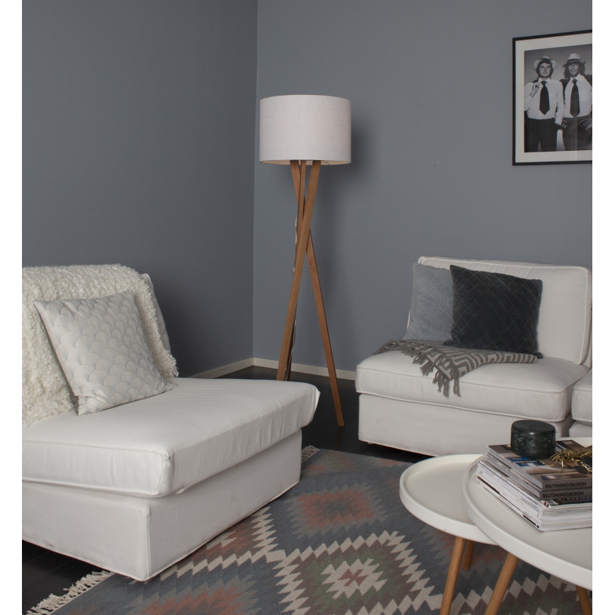 ByRydens - Candeeiro de chão VEGA 1xE27/5W/230V bege/branco