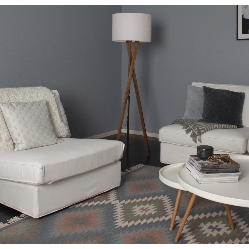 ByRydens - Candeeiro de chão VEGA 1xE27/5W/230V castanho/branco