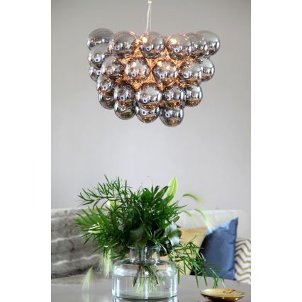 ByRydens - Candeeiro suspenso GROSS 8xG9/4W/230V fumado/preto diâmetro 50 cm