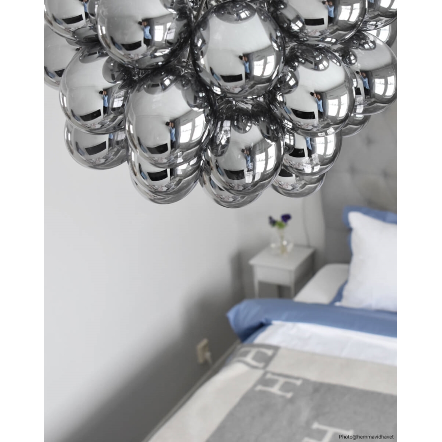 ByRydens - Candeeiro suspenso GROSS 8xG9/4W/230V fumado/preto diâmetro 50 cm