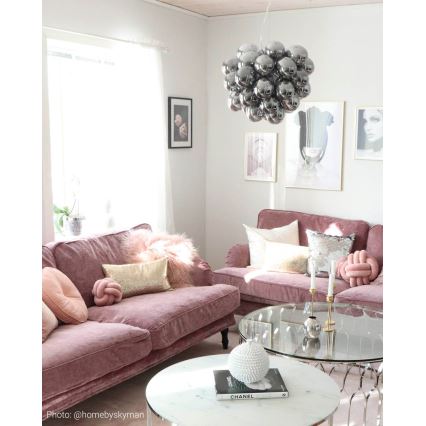 ByRydens - Candeeiro suspenso GROSS 8xG9/4W/230V fumado/preto diâmetro 50 cm