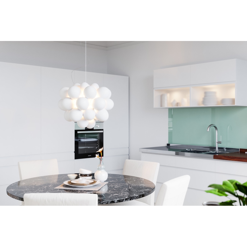 ByRydens - Candeeiro suspenso GROSS 8xG9/4W/230V branco diâmetro 50 cm