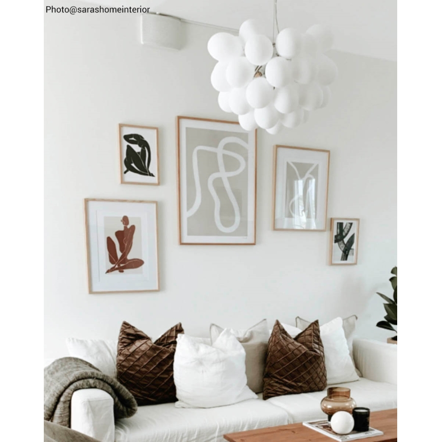 ByRydens - Candeeiro suspenso GROSS 8xG9/4W/230V branco diâmetro 50 cm