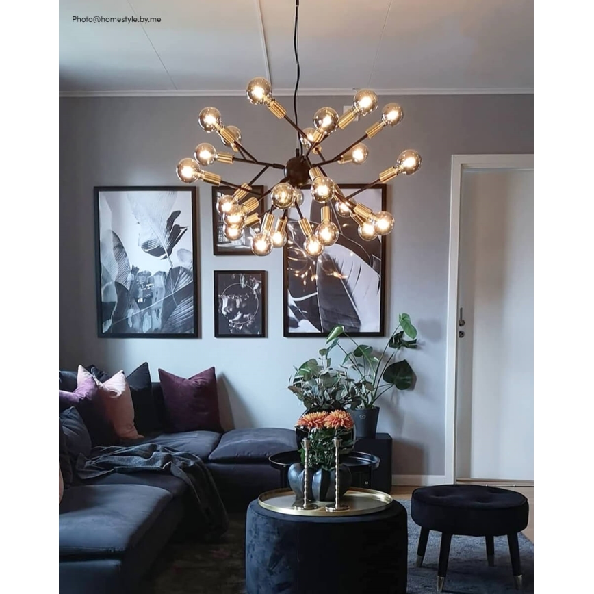 ByRydens - Candeeiro suspenso HEROES 24xE27/5W/230V preto diâmetro 80 cm