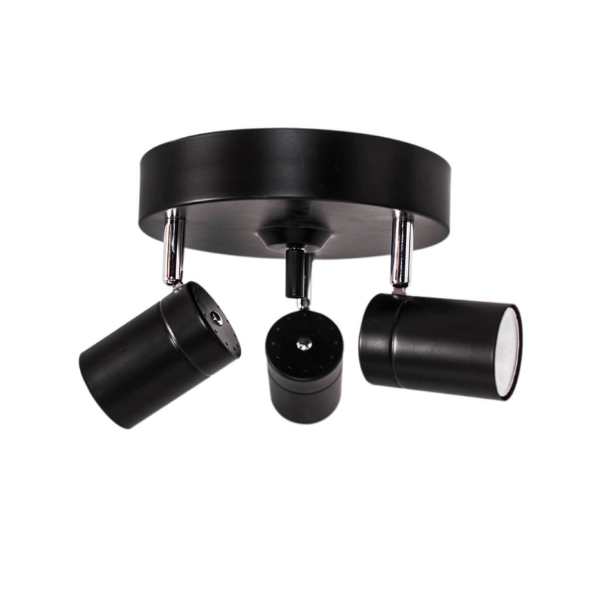 ByRydens - Foco CORRECT 3xGU10/7W/230V preto diâmetro 20 cm