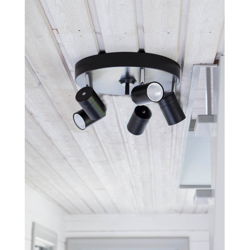 ByRydens - Candeeiro de teto CORRECT 5xGU10/7W/230V preto Ø 30 cm