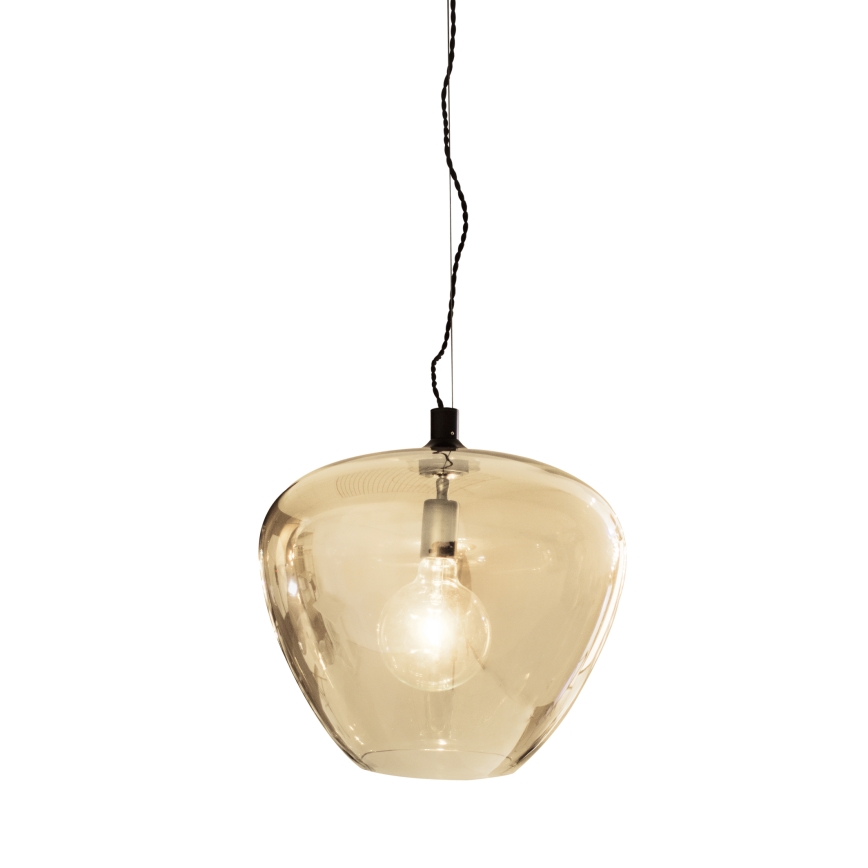 ByRydens - Candeeiro suspenso BELLISSIMO 1xE27/8W/230V fumado/castanho diâmetro 40 cm