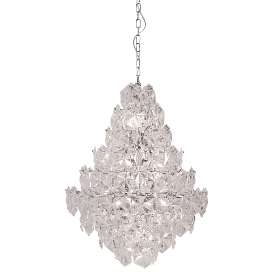 ByRydens - Candeeiro suspenso MONARQUE GRANDE 11xE14/5W/230V transparente diâmetro 58 cm