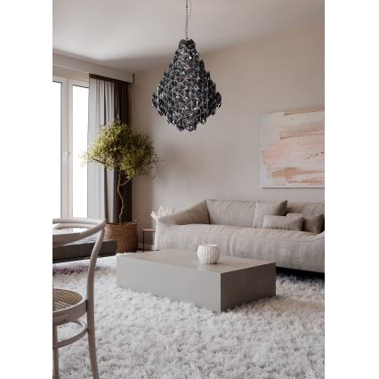 ByRydens - Candeeiro suspenso MONARQUE GRANDE 11xE14/5W/230V preto diâmetro 58 cm