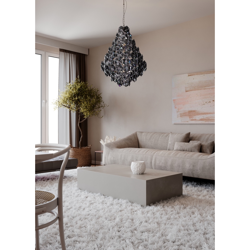 ByRydens - Candeeiro suspenso MONARQUE GRANDE 11xE14/5W/230V preto diâmetro 58 cm