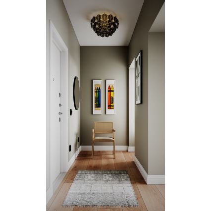 ByRydens - Iluminação de teto MONARQUE 3xE27/5W/230V preto diâmetro 51 cm