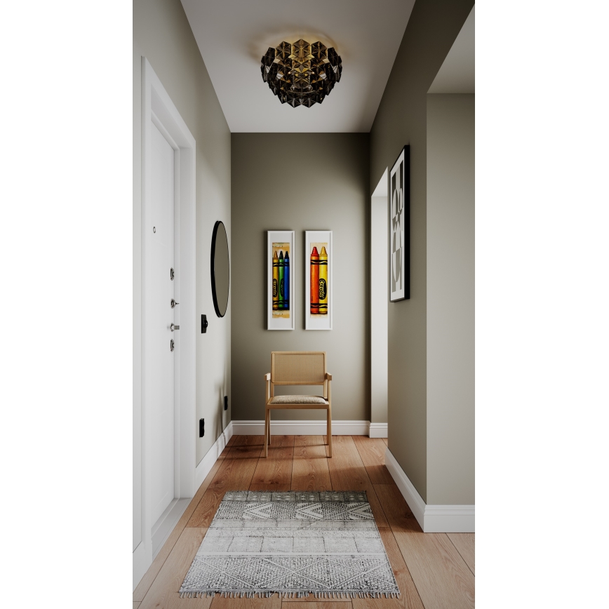 ByRydens - Iluminação de teto MONARQUE 3xE27/5W/230V preto diâmetro 51 cm