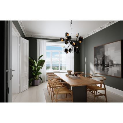 ByRydens - Candeeiro suspenso TURNO 18xG9/4W/230V dourado/preto diâmetro 80 cm