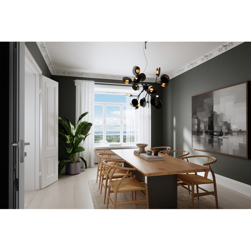 ByRydens - Candeeiro suspenso TURNO 18xG9/4W/230V dourado/preto diâmetro 80 cm