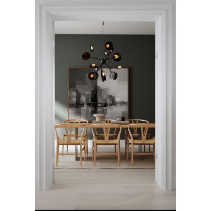 ByRydens - Candeeiro suspenso TURNO 18xG9/4W/230V dourado/preto diâmetro 80 cm