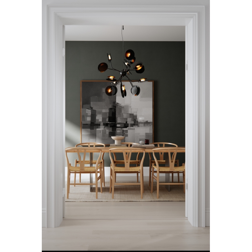 ByRydens - Candeeiro suspenso TURNO 18xG9/4W/230V dourado/preto diâmetro 80 cm