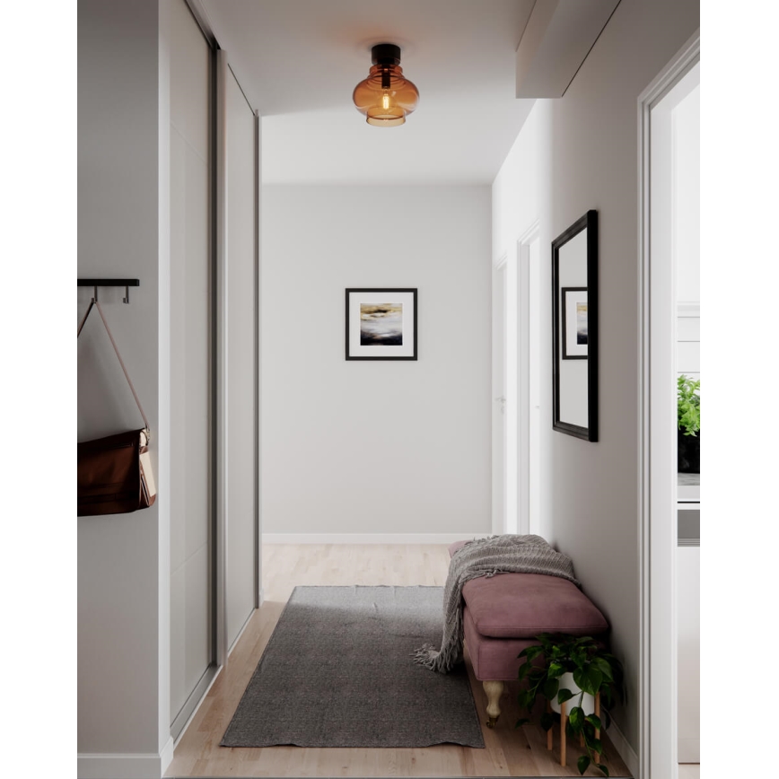 ByRydens - Candeeiro de teto DOLORES 1xE27/5W/230V Ø 30 cm castanho/fumê