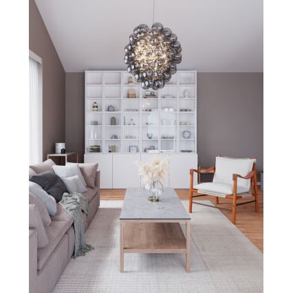 ByRydens - Lustre em cabo DELUXE 4xE14/5W/230V cinzento/fumê