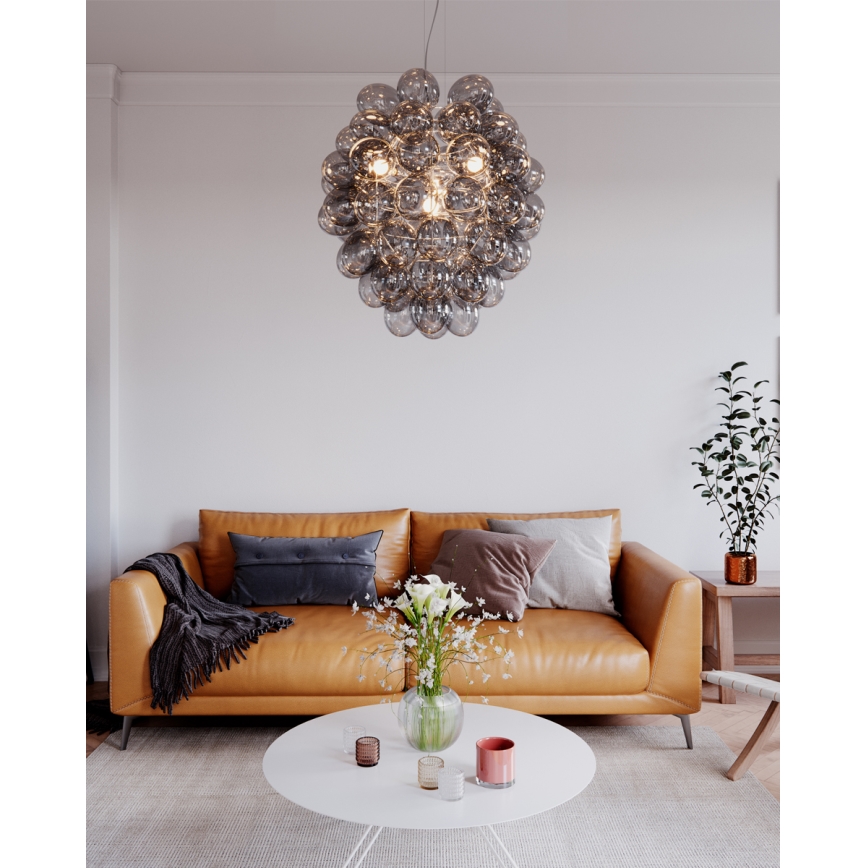 ByRydens - Lustre em cabo DELUXE 4xE14/5W/230V cinzento/fumê