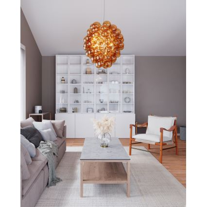 ByRydens - Candeeiro suspenso DELUXE 4xE14/5W/230V fumado/castanho diâmetro 64 cm