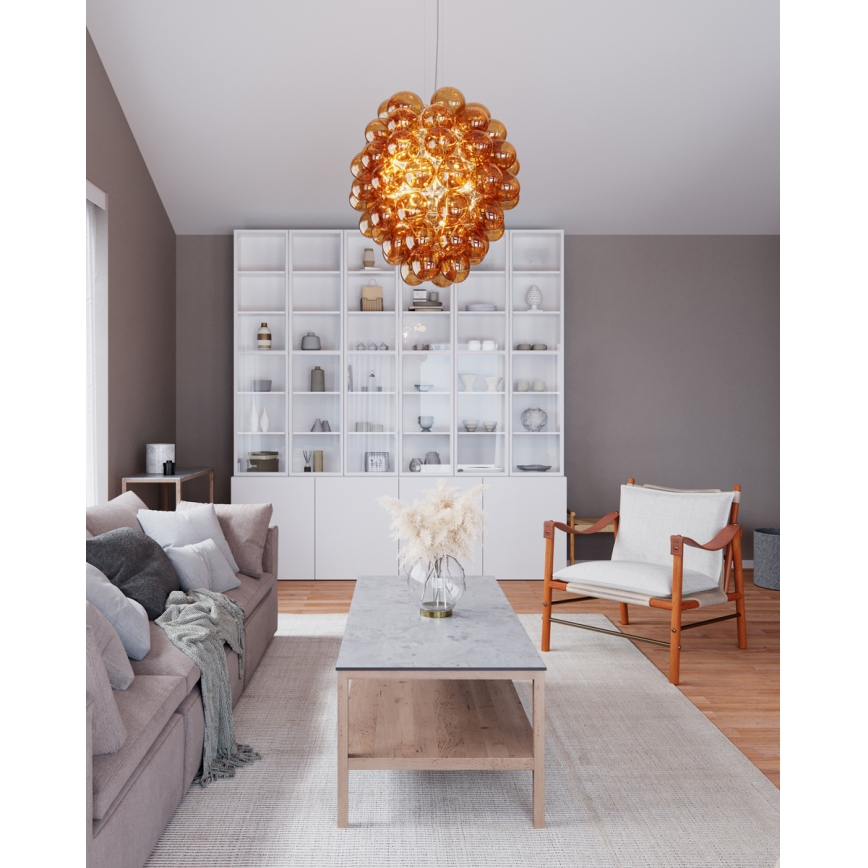 ByRydens - Candeeiro suspenso DELUXE 4xE14/5W/230V fumado/castanho diâmetro 64 cm