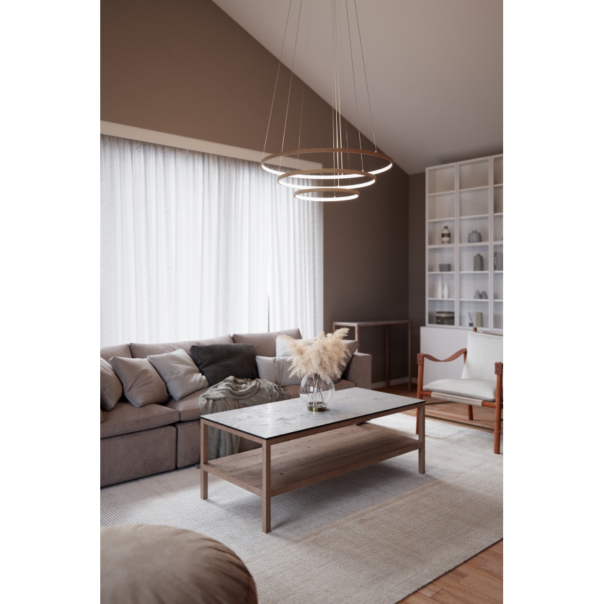 ByRydens - Lustre LED suspenso por cabo TRIONE LED/45W/230V bege, diâmetro 80 cm