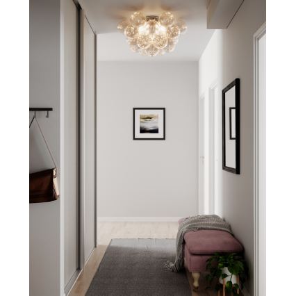 ByRydens - Luminária de teto GROSS 6xG9/8W/230V fumê/castanho, diâmetro 70 cm