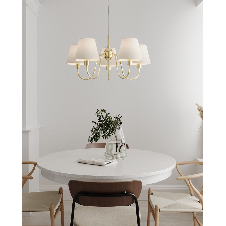 ByRydens - Lustre em cabo LYNF 5xE14/8W/230V latão/branco