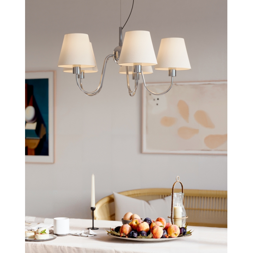 ByRydens - Lustre suspenso por cabo LYNF 5xE14/8W/230V cromado brilhante/branco